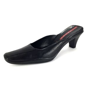 Authentic PRADA Milano Black Leather Slip On Heels